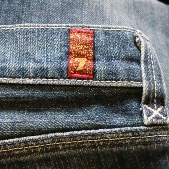 7 for All Mankind Cropped Kick Denim Blue Jean - Picture 5 of 8